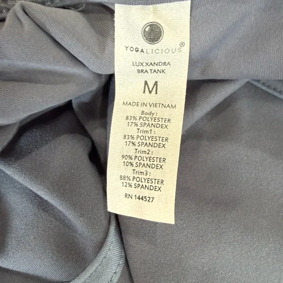 Yogalicious Charcoal Grey Racerback Sports Bra Crop - Picture 5 of 5